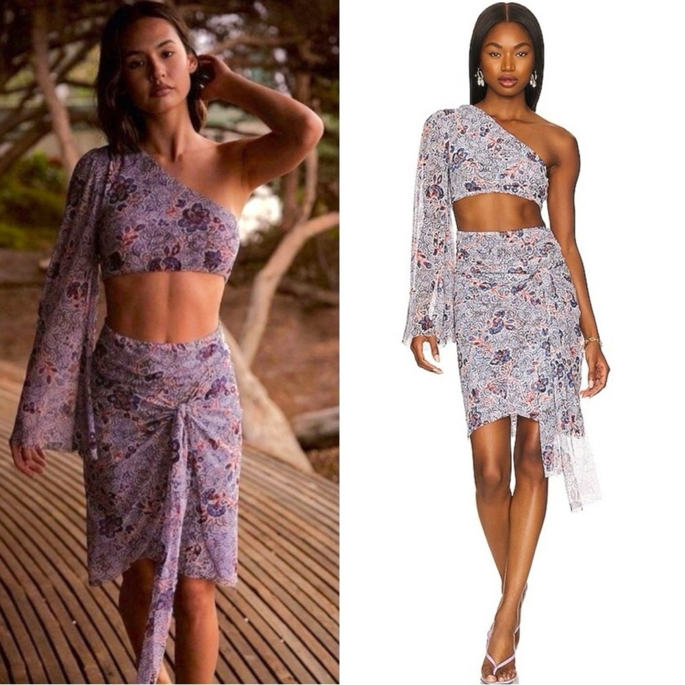 Misa Los Angeles Asymmetrical Floral Cutout Dress